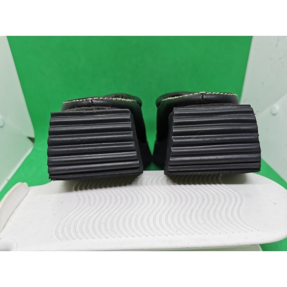 Vintage Y2K Arizona Jean Company 100% Black Leather Wedge Clogs Women's Siz 7.5M - Picture 16 of 16